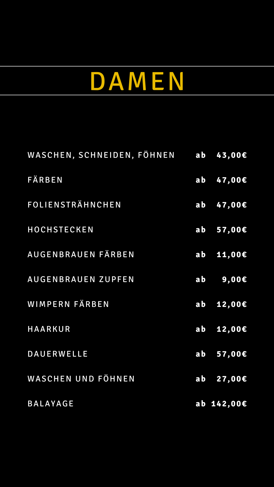 Diaa Barbershop Preise Damen